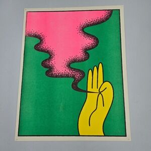 Original Pop Art Risograph Print Psychedelic 11X14 Bright Neon Lan Truong Smoky